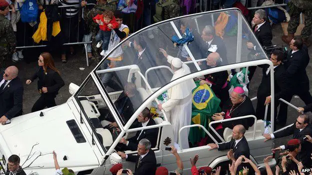 Pope Francis Arriving at Mass on Copacabana Beach