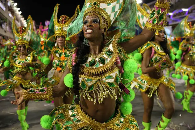 Samba Dancers Parading Through the Sambadrome at Rio Carnival