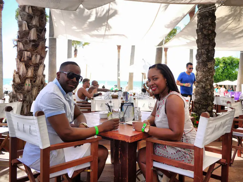 Nat and Mase Having Lunch at Nikki Beach in Marbella, Spain