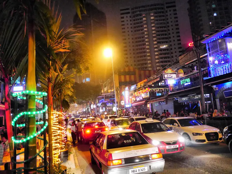 Traffic Jam on Changkat Bukit Bintang - Nightlife in Kuala Lumpur, Malaysia