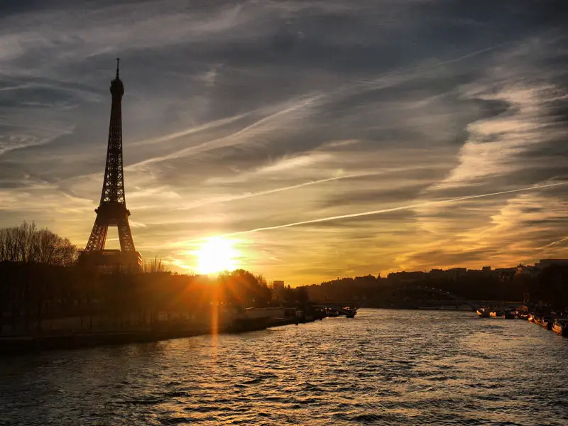 An Amazing Sunset in Paris Over the River Seine