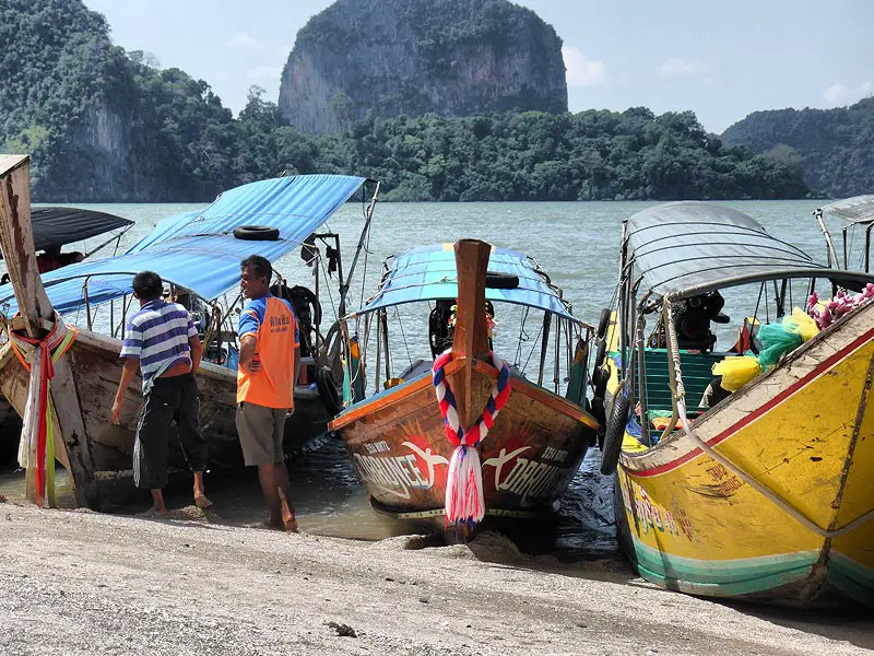 Long Tail Boats at James Bond Island - Phang Nga Bay, Thailand