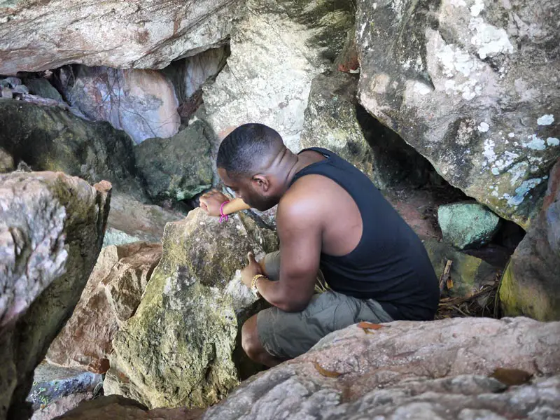 Mase Throwing Up On Some Rocks at James Bond Island - Phang Nga Bay, Thailand