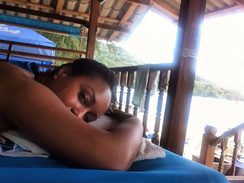 Nat Getting a Full Body Massage on Tri Trang Beach - Phuket, Thailand