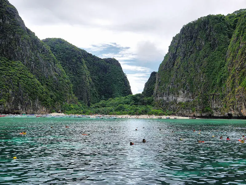 Swimming by The Beach at Maya Bay (Phi Phi Islands) - Krabi, Thailand