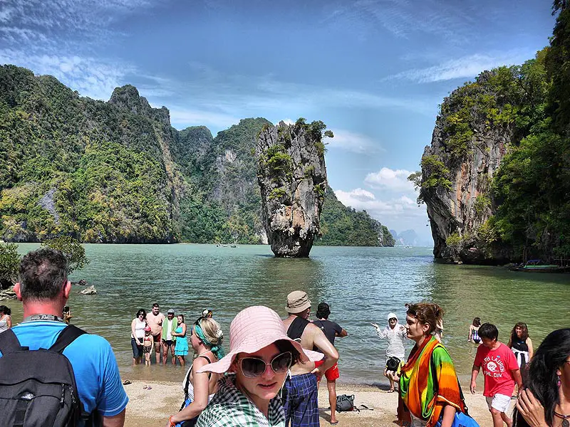 Tourists Exploring James Bond Island - Phang Nga Bay, Thailand