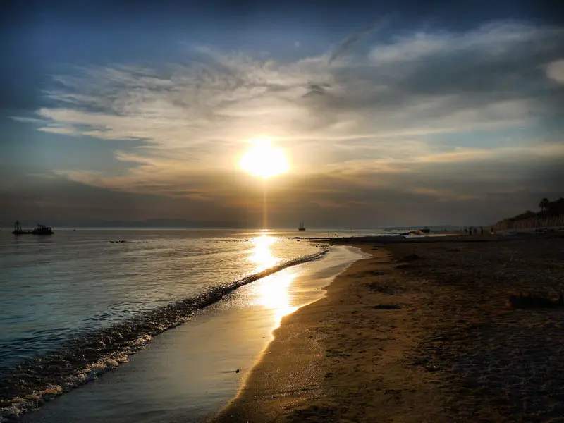 A Beautiful Sunset on the West Beach in Side, Turkey