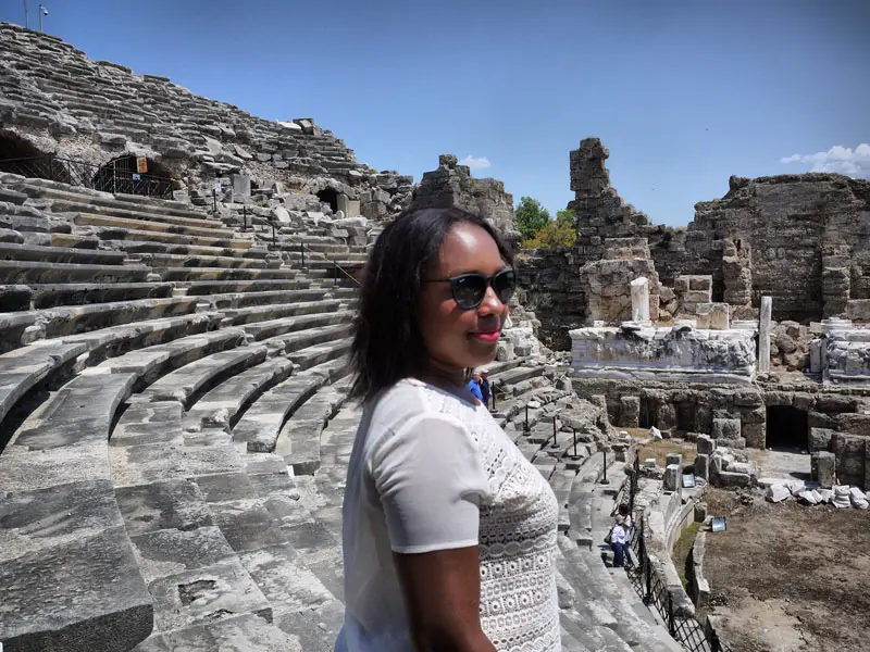 Me (Nat) Exploring the Ruins of the Greek Amphitheatre in Side, Turkey