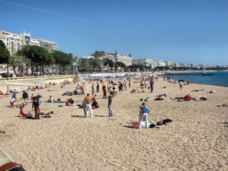 Plage de la Croisette - With the Famous Carlton Hotel in the Distance