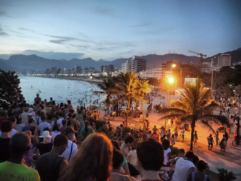 A Crowded Evening in Ipanema by the Beach