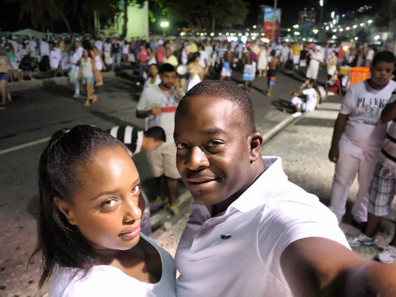 Nat and Mase Wearing White Outfits on Copacabana Beach - New Years Eve