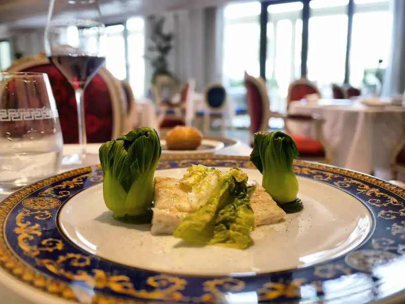 A Gourmet Italian Lunch: Steamed Sea Bass with Salsa Verde & Steamed Vegetables