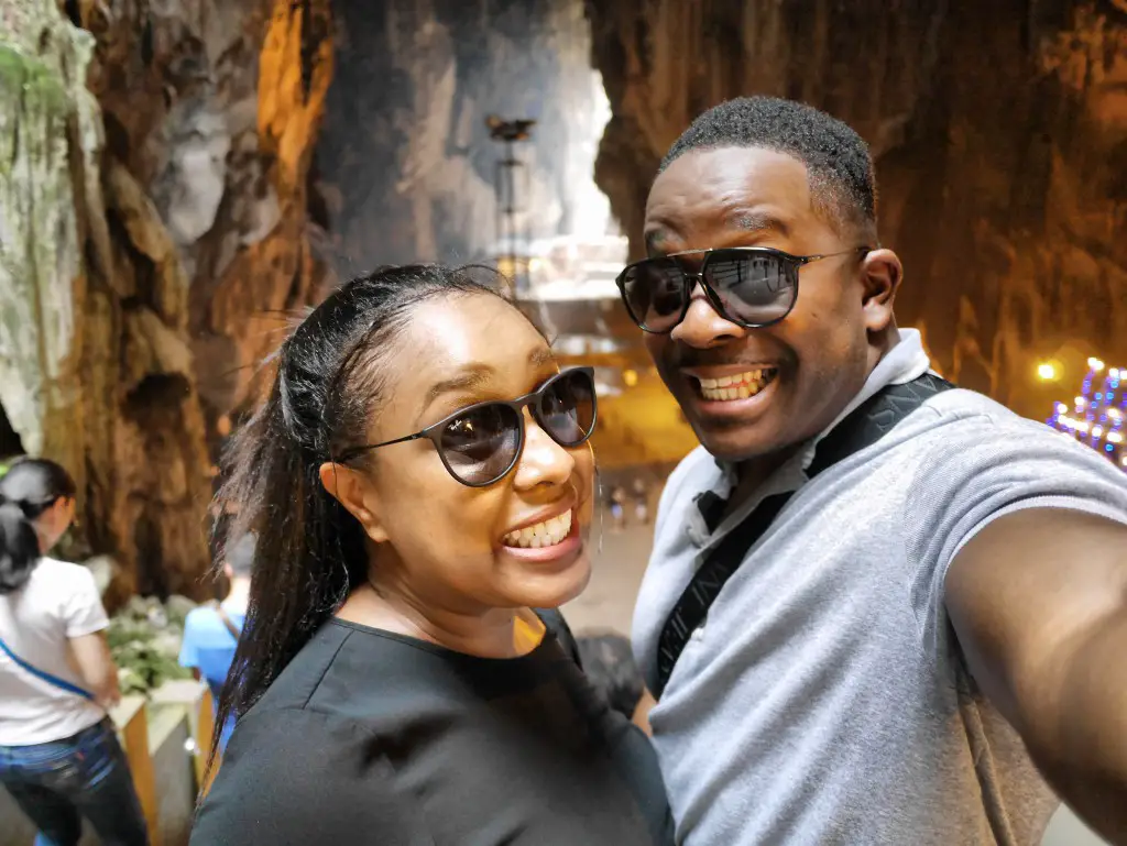 Nat and Mase in Batu Caves, Kuala Lumpur, Malaysia