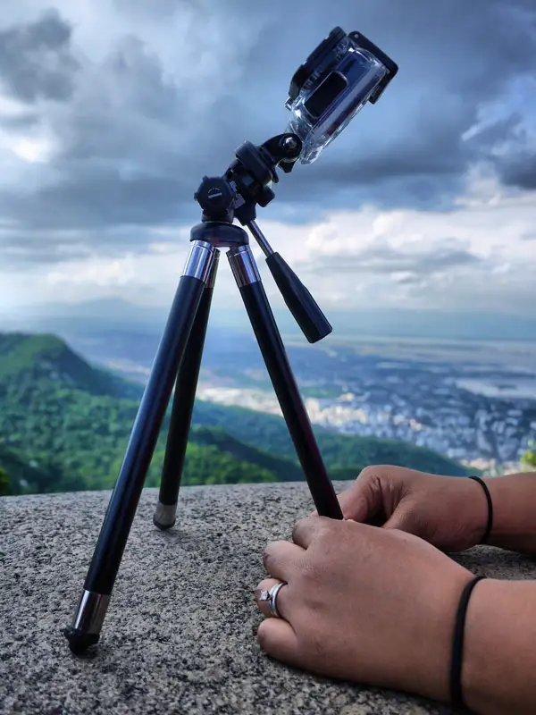 Nat Setting Up the GoPro to Capture Christ the Redeemer and some Cloud Porn
