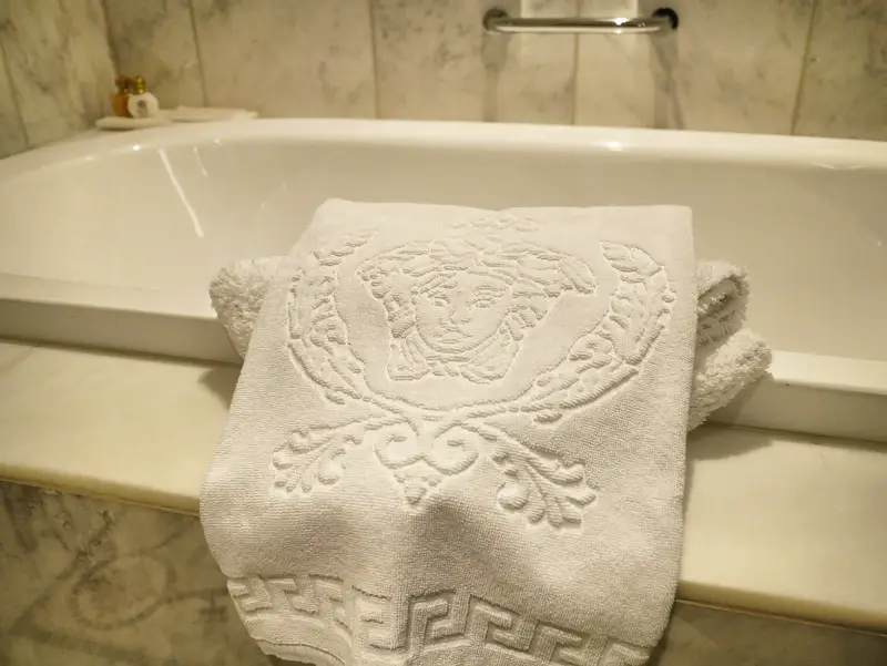Versace Medusa Head Bath Towels (Palazzo Versace Dubai Hotel Review)