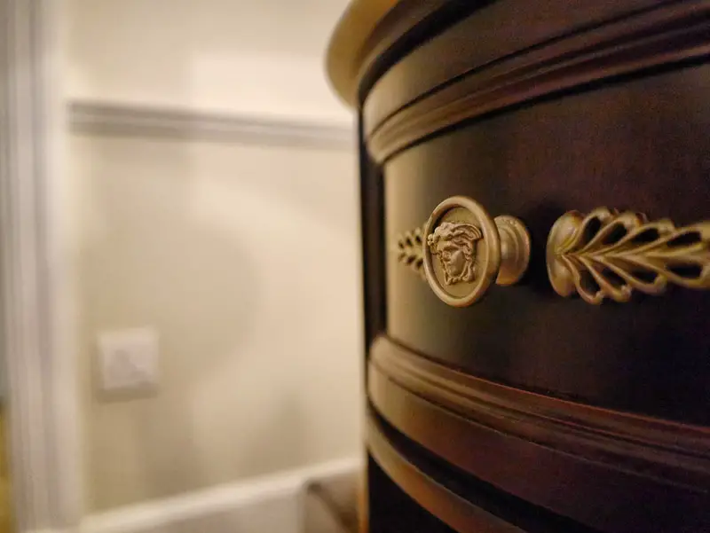 High Fashion Drawer Knobs with Versace's Signature Medusa Heads (Palazzo Versace Dubai Hotel Review)