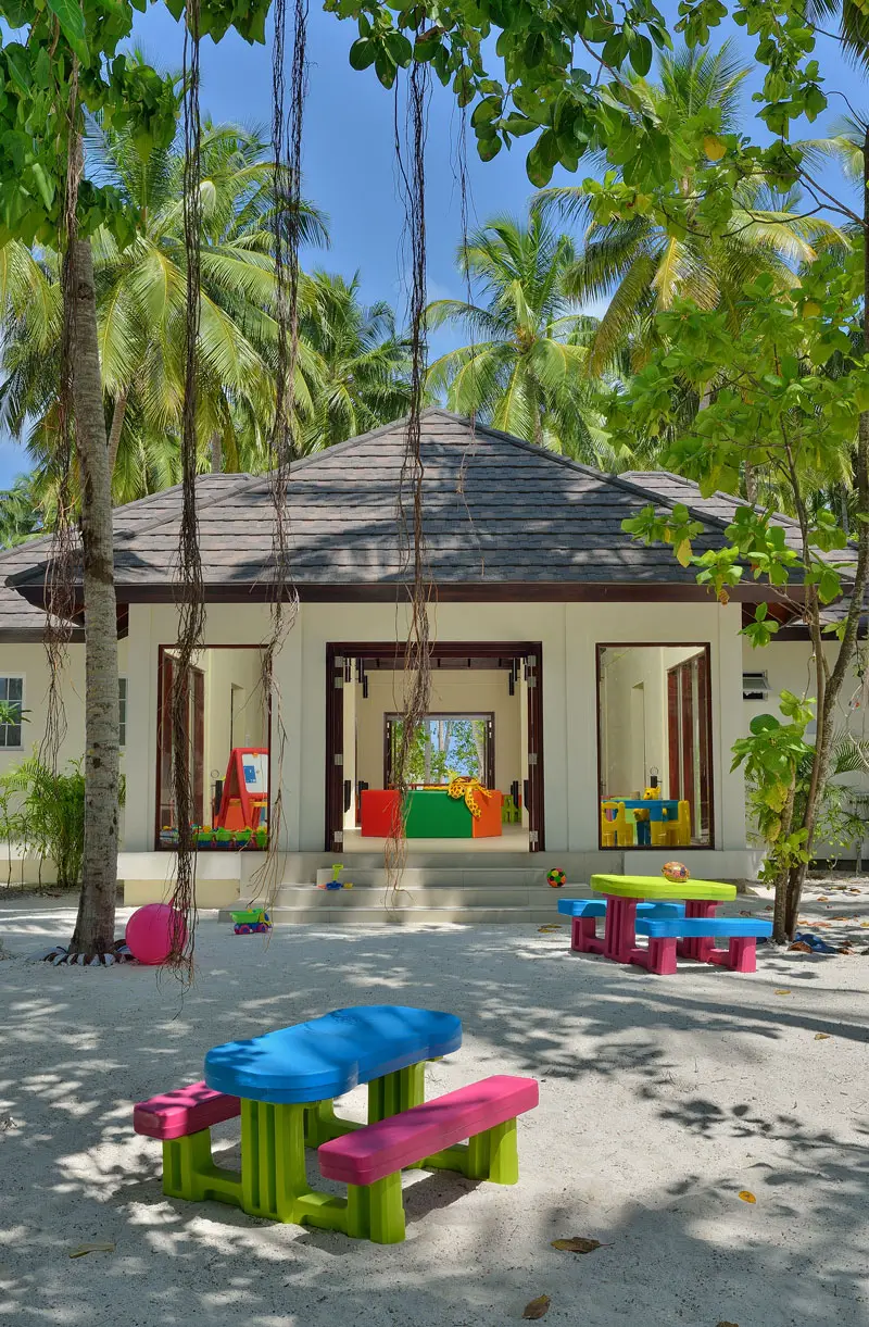 The Kids Club at Atmosphere Kanifushi has both indoor and outdoor play areas