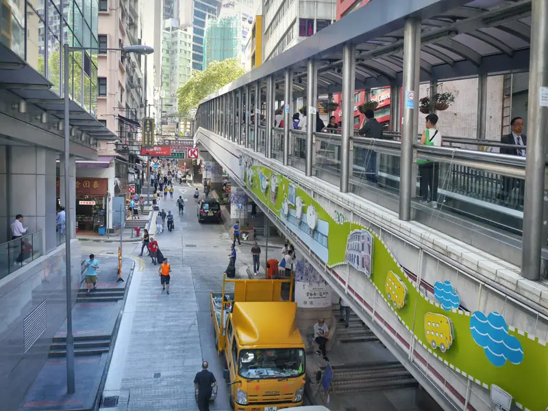 The Central-Mid-Levels Escalator Stretching Above Jubilee Street (Central, Hong Kong)