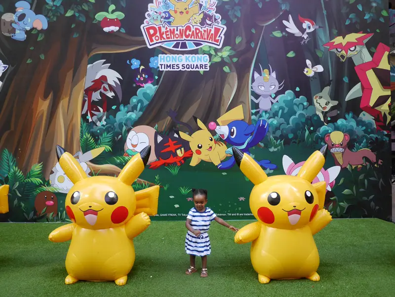 Our Daughter Dancing with 2 Pickachu's in Hong Kong Times Square