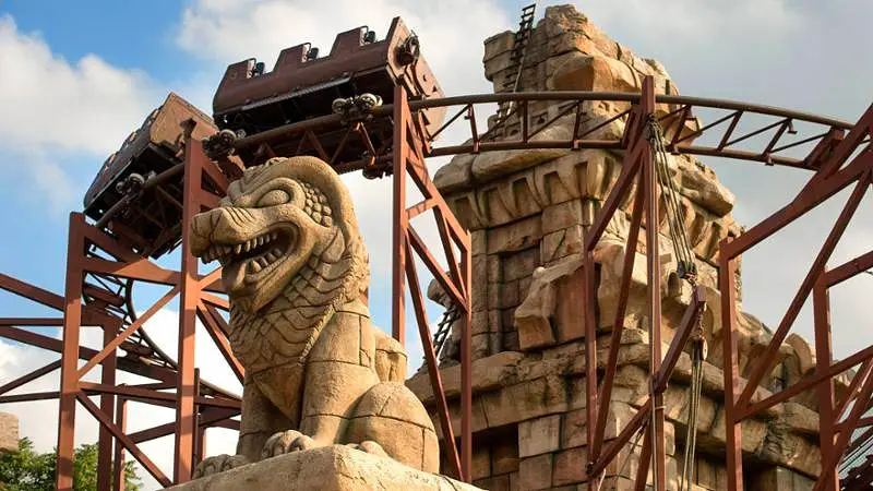 Speeding Through Ruins on the Indiana Jones and the Temple of Peril Rollercoaster Ride