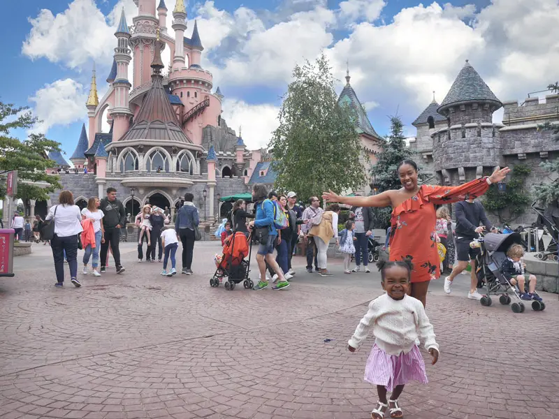 Nat and Layla Outside the Sleeping Beauty Castle, Disneyland Paris