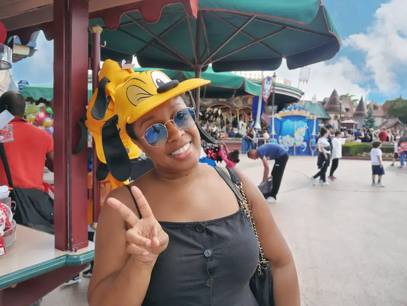 Nat Wearing her Pluto Hat - the Perfect Memento from Disneyland Paris