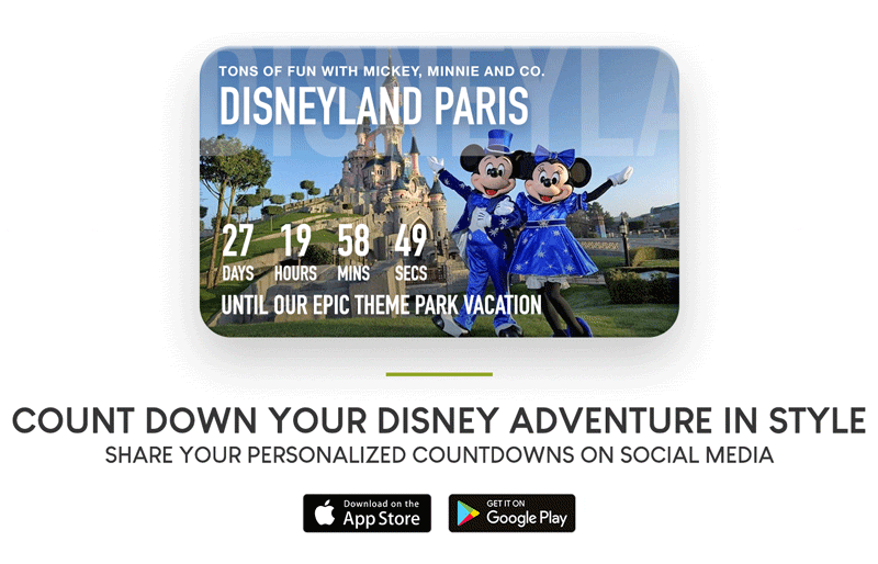 Disneyland Paris Countdown Card for iPhone and Android (CAN'T WAIT! App)