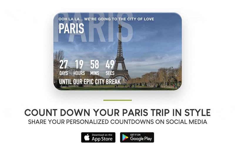 Paris Countdown Card for iPhone and Android (CAN'T WAIT! App)