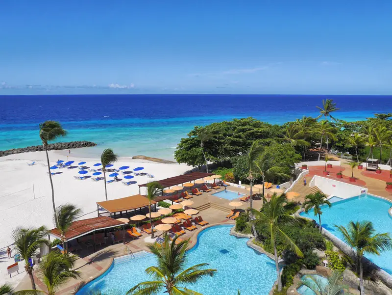 Hilton Barbados Resort: The View of the Pools and Beach from Our Hotel Room