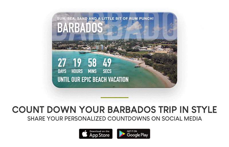 Barbados Countdown Card for iPhone and Android (CAN'T WAIT! App)