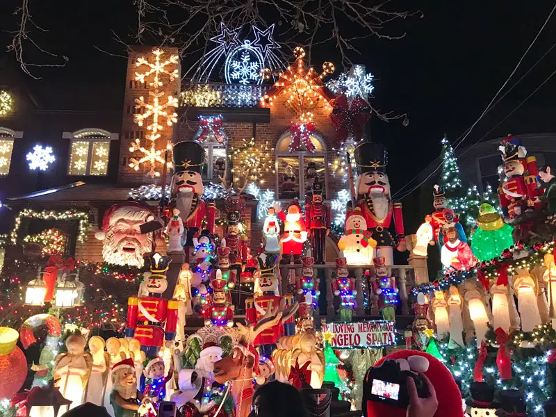 Dyker Heights Christmas Lights and Decorations on a House in Brooklyn, NYC