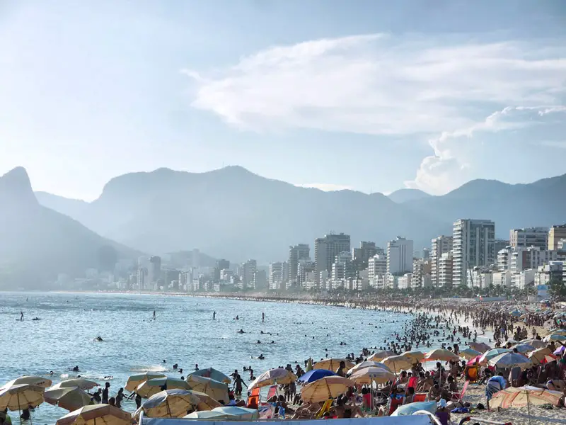 Ipanema Beach in Rio de Janeiro is Busy and Vibrant - one of the Best Beaches in South America