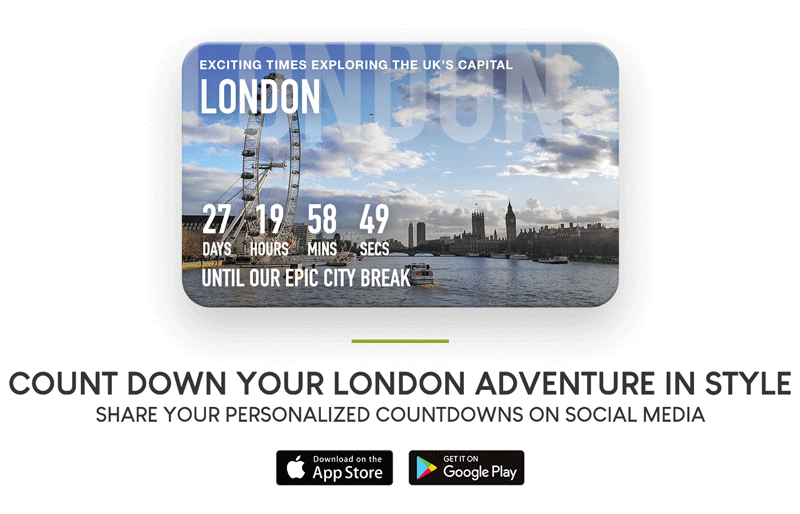 London Countdown Card for iPhone and Android (CAN'T WAIT! App)