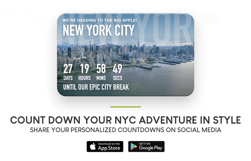 New York City Countdown Card for iPhone and Android (CAN'T WAIT! App)