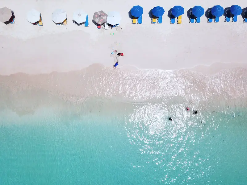 Pebbles Beach on Carlisle Bay, Barbados - Birds Eye Drone View (Best Beaches in the Caribbean)