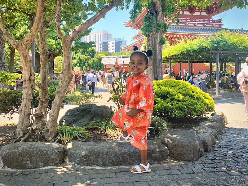 Tokyo - Traditional Jinbei Kimono at Senso-ji Temple Shrine