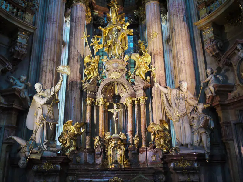 Gold Sculptures in Prague's Saint Nicholas Church