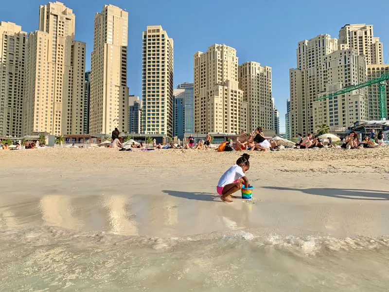 Girl Kid Building Sandcastles in Dubai - The Beach at JBR