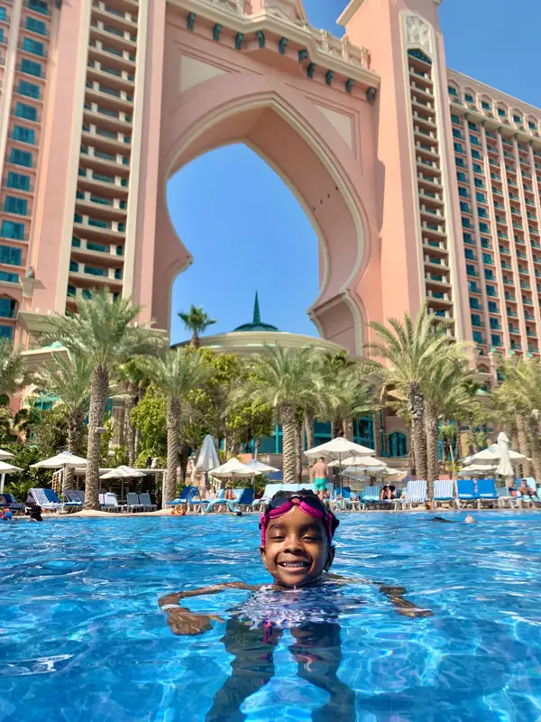 Girl Kid in Pool at Atlantis The Palm Dubai - Best Family Hotels