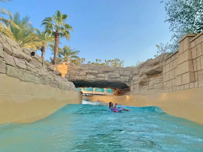 Nat Riding the River Rapids at Dubai Aquaventure