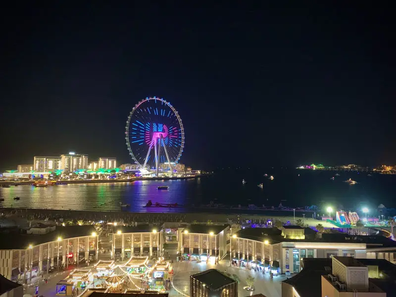 Sofitel Jumeirah Beach Hotel - Night View of Ain Dubai Eye from Balcony