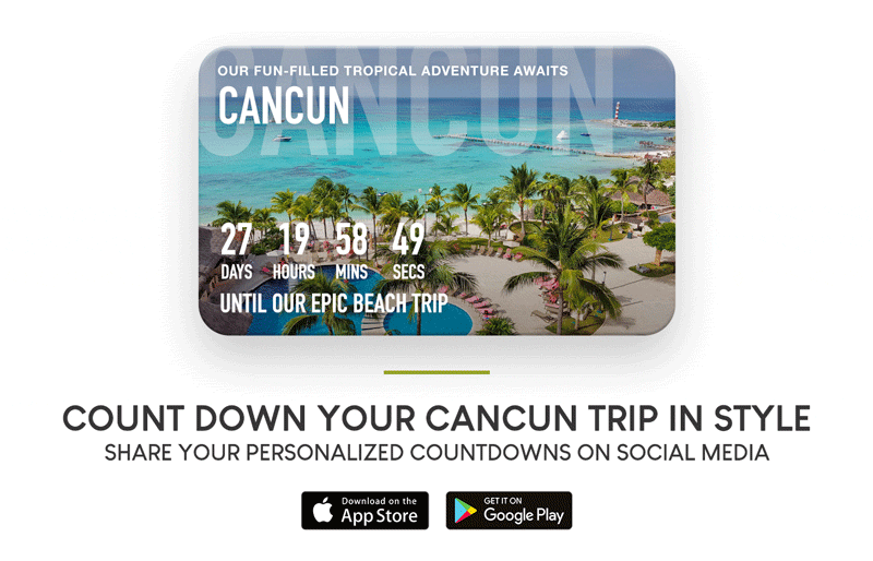 Cancun Vacation & Holiday Countdown App Card for iPhone and Android