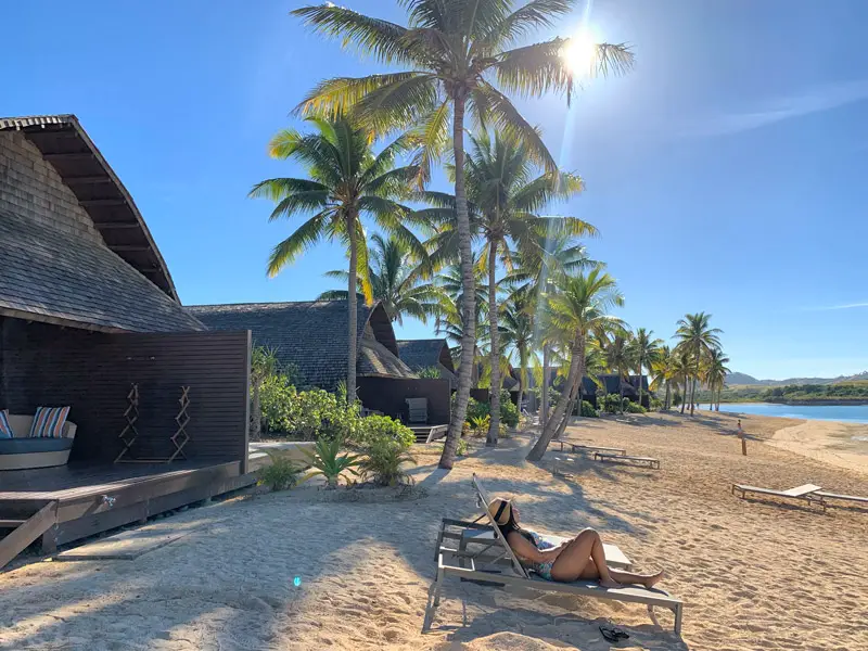 Nat on the Fiji Marriott Resort's Beach - Lagoon View from Bure Room