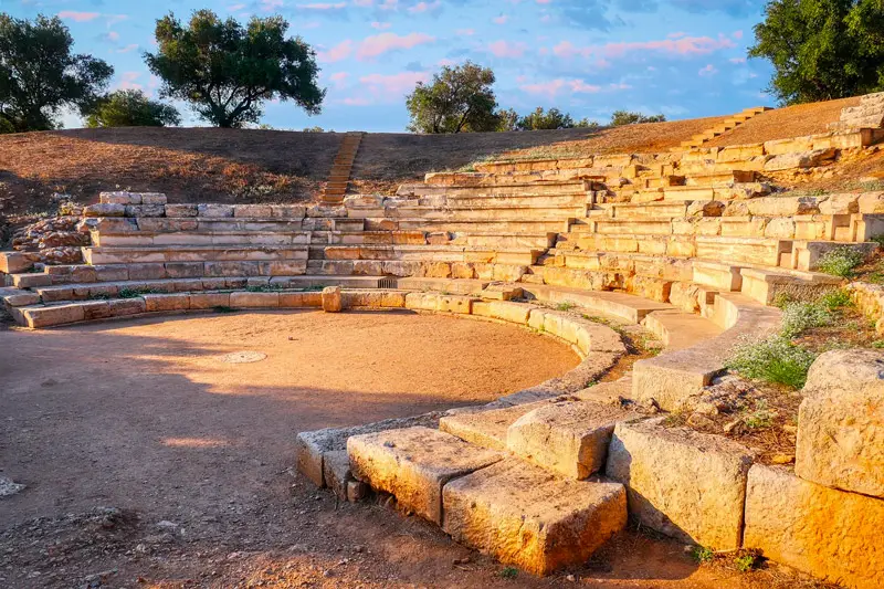 ancient theater ruins in crete greece