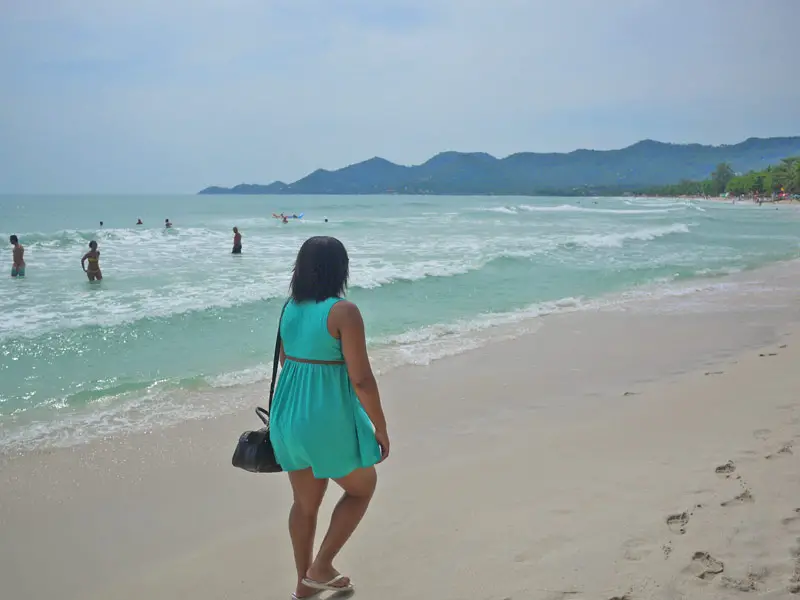 Nat on family friendly beach in Thailand