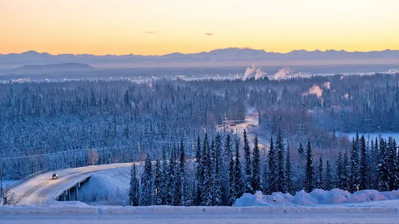Fairbanks with Trees and Mountains
