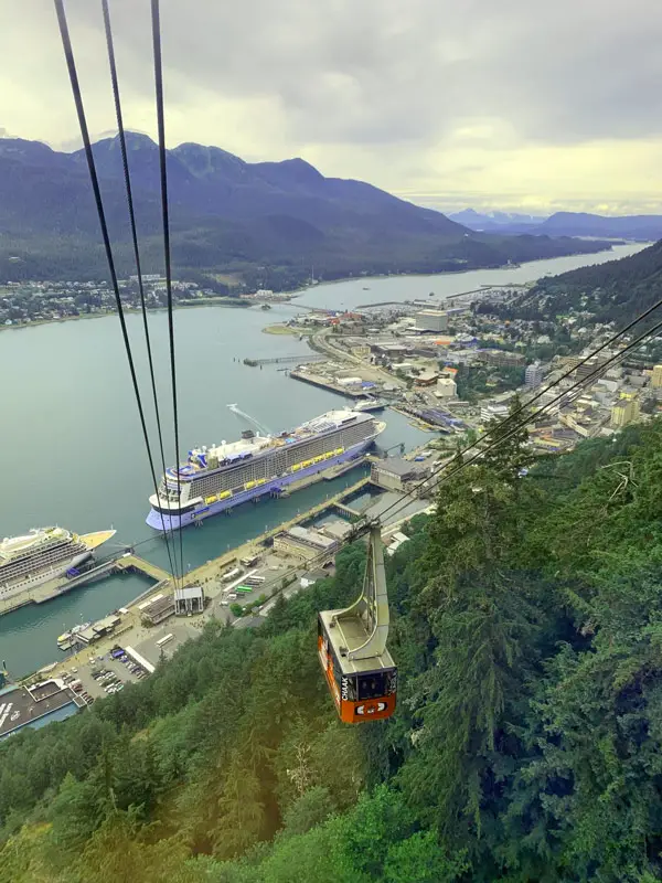 Juneau Cruise Ship Port and Cable Car in Alaska