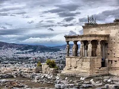 Admiring the Porch of The Maidens at The Erechtheum