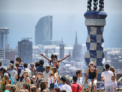 A Panoramic View of Barcelona from Park Güell
