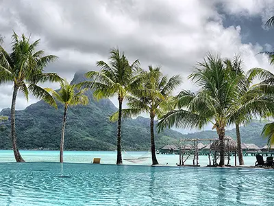 Enjoying Infinity Pool Views of Mount Otemanu